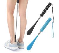 GGUFAY 2 Pezzi Calzante Per Scarpe Lungo,Telescopico 28-70 cm, Calzascarpe Lungo Plastica con Manico in Metallo, comoda impugnatura,Per Anziani Uomini Donne Bambini,Nero+Blu