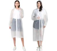 GGUFAY 2 Pezzi Poncho Cerata Antipioggia Donna Uomo, Riutilizzabili Mantella, Poncho Impermeabile Donna Antipioggia per Trekking (Bianco)