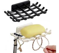GGUFAY 2 Pezzi Portasapone da Muro, Porta Sapone Doccia Adesivo con Ganci e Salvasapone, Portasaponetta senza Foratura per Bagno, Cucina