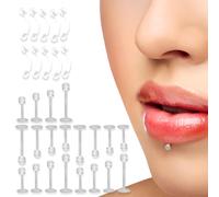 GGUFAY 30Pz Piercing Retainer Trasparente di Plastica per Naso Orecchio Septum Lingua Ombelico Capezzoli Silicone Piercings, orecchini in plastica per scuola, lavoro e chirurgia