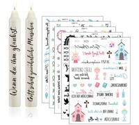 GGUFAY 5 Foglie di Tatuaggi per Candele di Battesimo & Comunione, Adesivi con Motivi di Foglie, Adatti per Candele a Stelo & Tazze, Regalo DIY