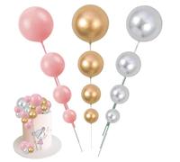 GGUFAY 60 Pz Palla Cake Topper, Decorazioni Schiuma Cupcake Topper,Mini Palloncini Cake Topper Bastoncini Palline di Schiuma Cake Picks,per Matrimonio Festa Compleanno,Oro+Argento+Rosa