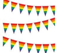 GGUFAY Bandierine Colorate,Bandiera Arcobaleno Gay,Gay Pride Bandiera,Bandiere Lgbt Per Feste,Sfilate Del Mese Dell'Orgoglio,Interni Ed Esterni,Decorazione Del Giardino 8 Metri,25 Bandiera Triangolo