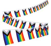 GGUFAY Bandierine Colorate, Bandiera Arcobaleno Gay, Gay Pride Bandiera, Bandiere Lgbt Per Feste, Sfilate Del Mese Dell'Orgoglio, Interni Ed Esterni, Decorazione Del Giardino 8 Metri, 25 Bandiera