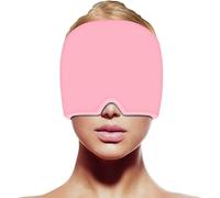 GGUFAY Cappello per Emicrania, Riutilizzabile Cappello Mal di Testa Gel Ghiaccio, Confortevole Cuscinetti Terapia Caldo/Freddo per Alleviare L'emicrania, Occhi Gonfie e Sinus Stress (rosa)
