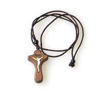 GGUFAY Collana Uomo Croce in Legno, Regalo per Gioielli Cristiani, Croce a Catena per Uomo di Pasqua e Giorno del Ringraziamento