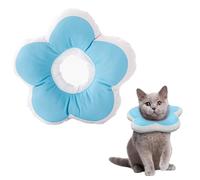GGUFAY Collare Elisabettiano Gatto,Collare Recupero Regolabile Impermeabile, Simpatico Fiore Collare Protettivo Gatto,Puro Cotone Scamosciato Traspirante Collare Gatto,per Gattini Cuccioli -Blu(S)