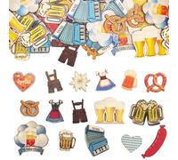 GGUFAY Decorazione per Oktoberfest, 100 pezzi decorazione bavarese in legno, Oktoberfest Wiesn, decorazione da tavolo, pantaloni in pelle, Breze a cuore, boccale di birra, accessori per feste di