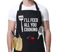 GGUFAY Grembiule Cucina Uomo Donna, Grembiule Masterchef Divertenti Personalizzato, Grembiule da Barbecue per Uomini, Ideale Regalo per Papà Cuoco Chef Marito