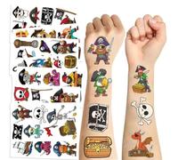 GGUFAY Pirata Tatuaggi per Bambini, 10 Tatuaggi Finti per Pirata Giochi Giocattoli Accessori Party, Adesivi Tatuaggi per Ragazze Ragazzi Decorazioni Compleanno Pirata