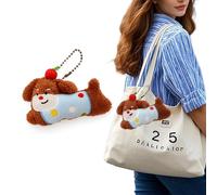 GGUFAY Portachiavi Cane Peluche con Decoro di Mela, Stile Cartoonesco, Può Essere Appeso alla Cintura o alla Zaino
