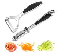 GGUFAY Sbucciatore universale (2 Pezzi), Pelapatate girevole Premium, Pela Verdure con Manico Antiscivolo, Lama in Acciaio Inossidabile, Per Verdure Frutta Carote