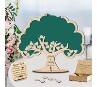 GGUIUIC Albero della Vita Personalizzato Libro degli Ospiti di Nozze Albero del Libro degli Ospiti di Nozze Alternativa con 30-100 Cuori di Legno per Il Segno Libro degli Ospiti