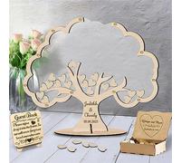 GGUIUIC Albero della Vita Personalizzato Libro degli Ospiti Matrimonio Alternativo Albero degli Ospiti Matrimonio con 30-100 Cuori di Legno per Il Segno Libro degli Ospiti Albero degli Ospiti