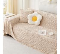 GGWYBAFS Copridivano in pile di agnello spesso for autunno e inverno, copridivano, asciugamano for divano/coperta for divano in peluche color crema, stile semplice e moderno.(Brown diamonds,71x91in)