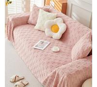 GGWYBAFS Copridivano in pile di agnello spesso for autunno e inverno, copridivano, asciugamano for divano/coperta for divano in peluche color crema, stile semplice e moderno.(Pink squares,71x118in)