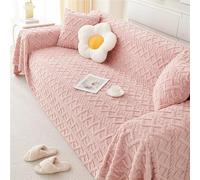 GGWYBAFS Copridivano in pile di agnello spesso for autunno e inverno, copridivano, asciugamano for divano/coperta for divano in peluche color crema, stile semplice e moderno.(Pink diamonds,71x102in)