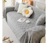 GGWYBAFS Copridivano in pile di agnello spesso for autunno e inverno, copridivano, asciugamano for divano/coperta for divano in peluche color crema, stile semplice e moderno.(Gray squares,71x91in)