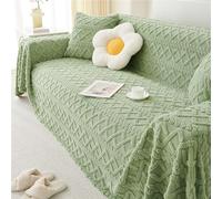 GGWYBAFS Copridivano in pile di agnello spesso for autunno e inverno, copridivano, asciugamano for divano/coperta for divano in peluche color crema, stile semplice e moderno.(Green diamonds,71x71in)