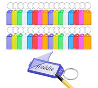 GGXZHT 32 Pezzi Targhette Portachiavi con Etichetta, Etichette per Chiavi, Scrivibile Targhette Segna Chiavi Plastica Chiave Portachiavi Per Chiavi Della Porta, USB, Bagagli, Animali Domestici ecc