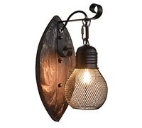 GGYTMQL 1 Pezzi Plionate da Parete, lampade a Parete, Ferro da Fuoco Interno + Legno Moderno Illuminazione a Parete per Decorazioni per la casa Sogro di soggio