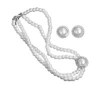 GGYTMQL 1 Set di Collana di Perle finte e Orecchini per Donne ispirate alla clavicola Ispirata alla clavicola Elegante Imitazione Perle per Perle per Matrimoni Feste e Occasioni Speciali