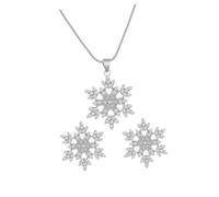 GGYTMQL 1 set di collana e orecchini a forma di fiocco di neve con strass, eleganti gioielli di cristallo per matrimoni e occasioni speciali, design leggero regalo per le donne