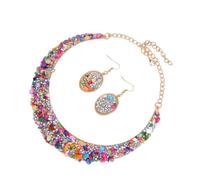 GGYTMQL 1 set di gioielli con strass per donne, gioielli per collo e orecchini, accessori per feste, matrimoni, uso quotidiano, design leggero e confortevole