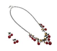GGYTMQL 1 set di gioielli di ciliegia per donne Eleganti orecchini di ciliegio Collana per feste di matrimoni e occasioni speciali delicata lavorazione del design per un fascino visivo migliorato