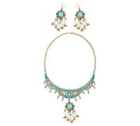 GGYTMQL 1 set di gioielli vintage con perline per le donne collana etnica orecchini leggeri e durevoli gioielli costume per matrimoni uso quotidiano