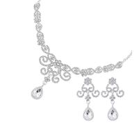 GGYTMQL 1 set Women Jewelry Collana di strass e orecchini per matrimoni compleanni e occasioni speciali eleganti presenti per la sposa
