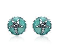 GGYTMQL 100% 925 Sterling Silver Fantasy Starfish Round Piccole Orecchini per Le Donne Orecchini di Moda Chiari