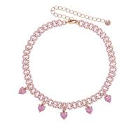 GGYTMQL 14k Oro su 925 affascinanti Argento a Forma di moissanite Rosa a Forma di Cuore, Sofisticato Collana da Tennis Hip-Hop da Donna per Il Moderno Romantico
