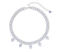 GGYTMQL 14k Oro su 925 affascinanti Argento a Forma di moissanite Rosa a Forma di Cuore, Sofisticato Collana da Tennis Hip-Hop da Donna per Il Moderno Romantico