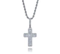 GGYTMQL 14k Oro su Un Ciondolo a Croce S925, Una Collana di moissanite densamente impostata, Un Simbolo Senza Tempo con Eleganza Moderna per Ogni Occasione, Regalo per la Festa del papà