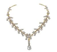 GGYTMQL 1set di Gioielli di Strass alla Moda Set per Matrimoni Collana Elegante e Accessori per Le Orecchie per Donne per Abiti da Sposa Stile Bianco di Colore Bianco