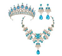 GGYTMQL 1set gioielleria da Sposa con Orecchini di Collana a Corona di Strass Accessori per Matrimoni Prom Occasioni Speciali Materiale Robusto con lucentezza Luminosa