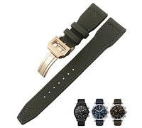 GGYTMQL 20mm 21mm 22 mm cinghia in pelle in fibra di nylon adatta IWC IW377729 IW389001 Big Watch pilota orologio blu verde cinghia, 21 mm, nylon