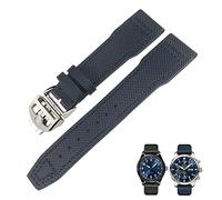 GGYTMQL 21mm da 20 mm in Nylon Cinghia di Orologio Verde Blu Nero Nero Adatto per iw377714 mark18 Pilot Stop Pistola in Pelle di Guardia in Pelle