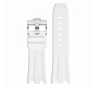 GGYTMQL 28 mm in gomma silicone di guardia da guardia da guardia della fascia da orologi Watch banda impermeabile per Aude & Mars -uet AP 15703 -blu/bianco