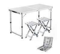 GGYTMQL 3 pezzi da campeggio in campeggio sgabello pieghevole con tavolo da picnic portatile pieghevole regolabile con 2 sgabelli per feste da giardino barbecue