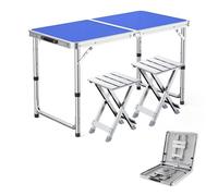 GGYTMQL 3 pezzi da campeggio in campeggio sgabello pieghevole con tavolo da picnic portatile pieghevole regolabile con 2 sgabelli per feste da giardino barbecue