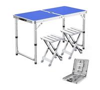 GGYTMQL 3 pezzi da campeggio in campeggio sgabello pieghevole con tavolo da picnic portatile pieghevole regolabile con 2 sgabelli per feste da giardino barbecue