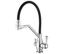 GGYTMQL 3 rubinetto da cucina IN1 con uscita dell'acqua potabile, a 360 ° ad arco girevole ad arco tiro verso il basso lavello da cucina in ottone solido e miscelatore di acqua calda con doppia