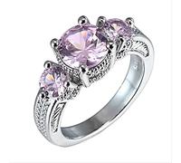 GGYTMQL 925 Anelli di gioielli con pietre preziose zirconi rosa Ring per le feste di fidanzamento per matrimoni Accessori per feste