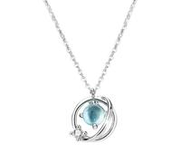 GGYTMQL 925 Blue Crystal Planet Star Charm Cindant Christmas Jewelry Collace per Il Girocollo da Matrimonio da Donna