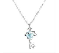 GGYTMQL 925 Blue Crystal Planet Star Charm Cindant Christmas Jewelry Collace per Il Girocollo da Matrimonio da Donna