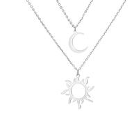GGYTMQL 925 Collana a Mezzaluna in Argento Sterling per Donne Uomini a Strati Collana di Strega a Strati Sun Moon Moon La Collana di Fase lunare a Sospensione a Strati