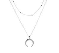 GGYTMQL 925 Collana a Mezzaluna in Argento Sterling per Donne Uomini a Strati Collana di Strega a Strati Sun Moon Moon La Collana di Fase lunare a Sospensione a Strati