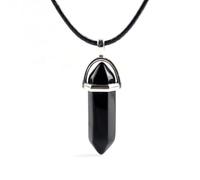 GGYTMQL 925 Collana a Sfera in Argento Sterling per Uomini e Donne, Ciondolo in Pietra Naturale, Collana in Pelle, Colonna Esagonale, Collana a Ciondolo a Cristallo a Sfera, collane di urna a Sfera